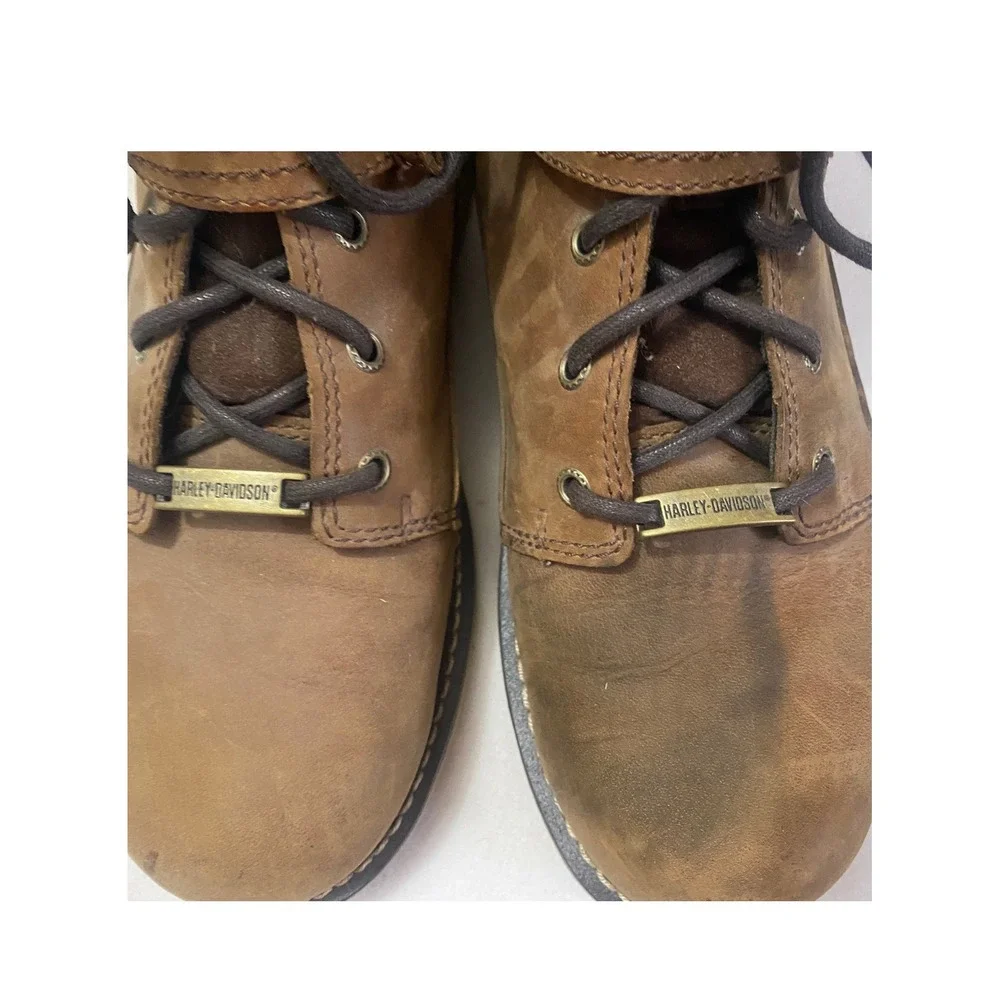 Harley Davidson‎ Men's Brown Leather Lace Up Buckle Motorcycle Boots Size 11M